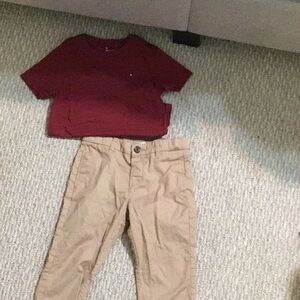 Boys Dress khaki pant (Cotton) Tommy Hilfiger Shirt Maroon (worn 1x each)Size 4T